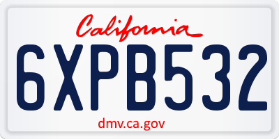 CA license plate 6XPB532