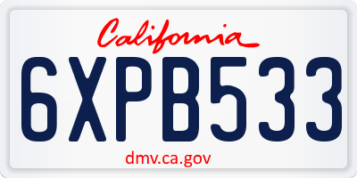 CA license plate 6XPB533