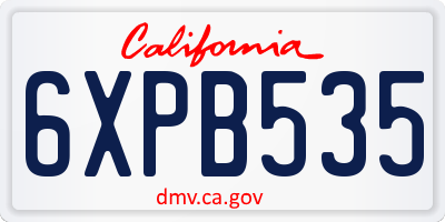 CA license plate 6XPB535