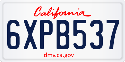 CA license plate 6XPB537