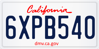 CA license plate 6XPB540