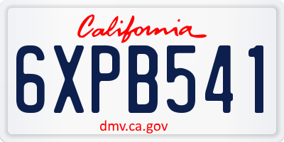 CA license plate 6XPB541
