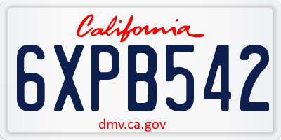 CA license plate 6XPB542
