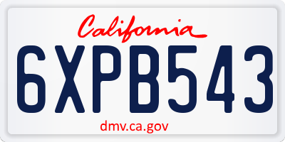 CA license plate 6XPB543