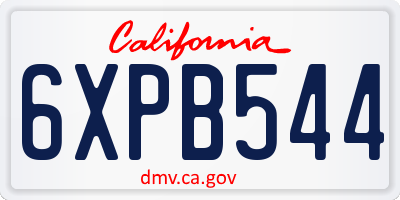CA license plate 6XPB544
