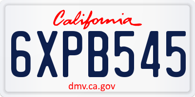 CA license plate 6XPB545
