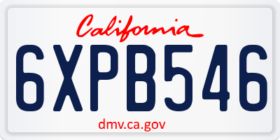 CA license plate 6XPB546