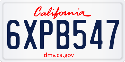 CA license plate 6XPB547