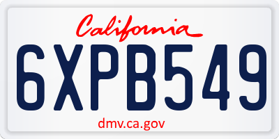 CA license plate 6XPB549