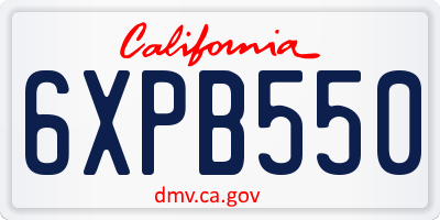 CA license plate 6XPB550