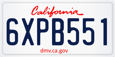 CA license plate 6XPB551
