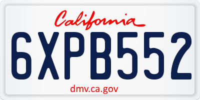 CA license plate 6XPB552