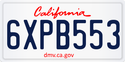 CA license plate 6XPB553