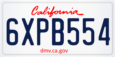 CA license plate 6XPB554