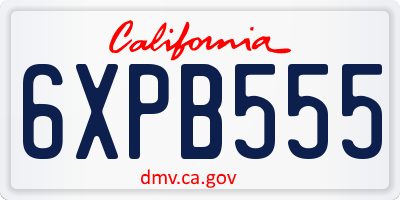 CA license plate 6XPB555