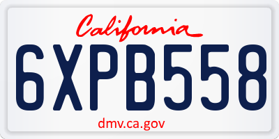 CA license plate 6XPB558