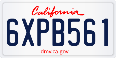 CA license plate 6XPB561