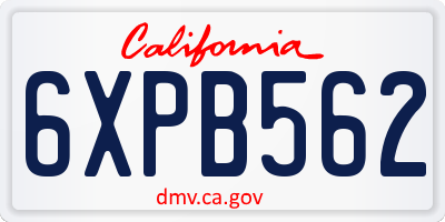 CA license plate 6XPB562