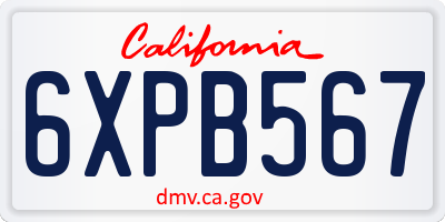 CA license plate 6XPB567