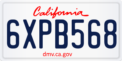 CA license plate 6XPB568