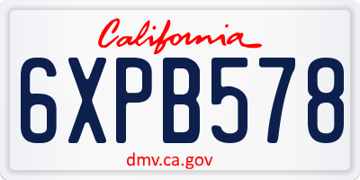 CA license plate 6XPB578