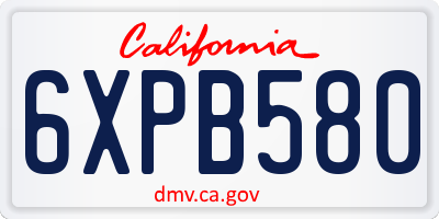 CA license plate 6XPB580