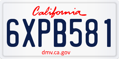 CA license plate 6XPB581