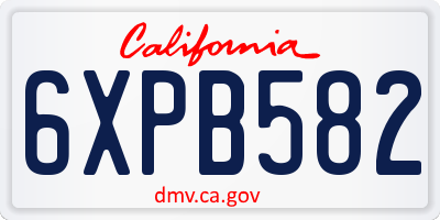 CA license plate 6XPB582