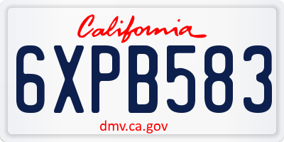 CA license plate 6XPB583