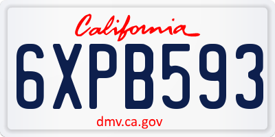 CA license plate 6XPB593