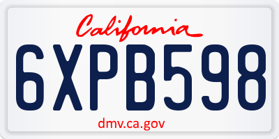 CA license plate 6XPB598