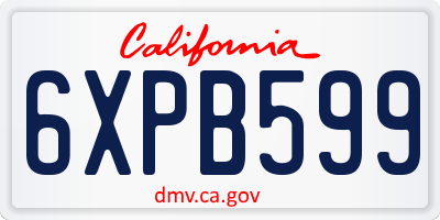 CA license plate 6XPB599