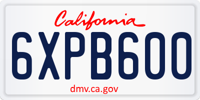 CA license plate 6XPB600