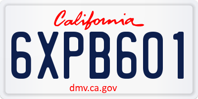 CA license plate 6XPB601
