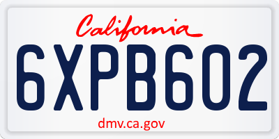 CA license plate 6XPB602