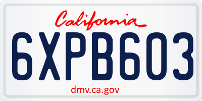 CA license plate 6XPB603