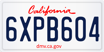 CA license plate 6XPB604