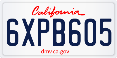 CA license plate 6XPB605