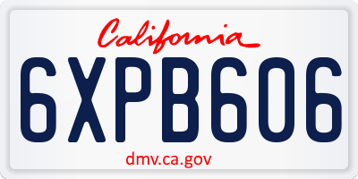 CA license plate 6XPB606