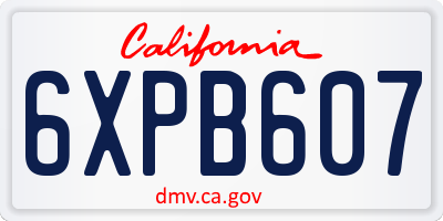 CA license plate 6XPB607