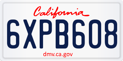 CA license plate 6XPB608