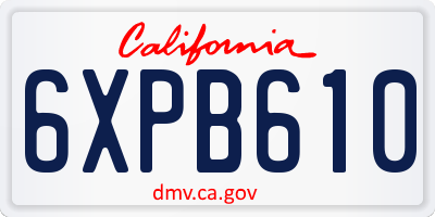 CA license plate 6XPB610