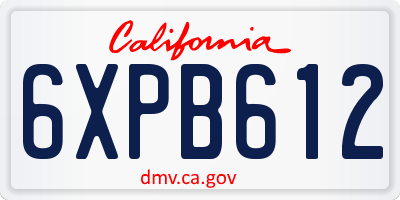 CA license plate 6XPB612