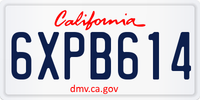 CA license plate 6XPB614