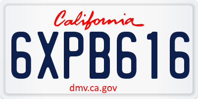 CA license plate 6XPB616