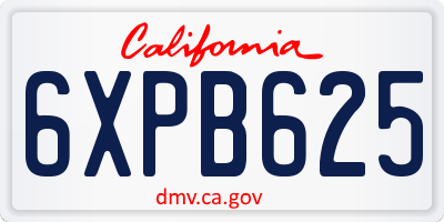 CA license plate 6XPB625