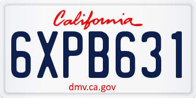 CA license plate 6XPB631