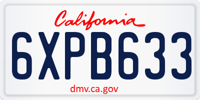 CA license plate 6XPB633