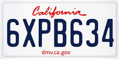 CA license plate 6XPB634