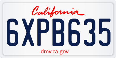 CA license plate 6XPB635